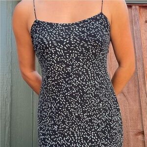 Ann Taylor Black Blue Patterned Midi Dress